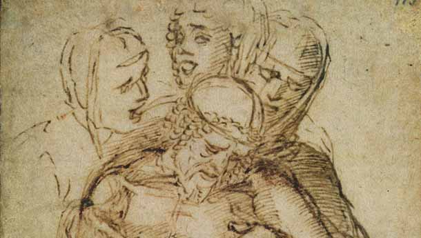 ANDREA MANTEGNA Cristo in pietà sorretto dalla Madonna, Maria Maddalena e san Giovanni Evangelista (1457 ca.) penna e inchiostro bruno, controfondato, 12,7x9,8 cm Venezia, Gallerie dell'Accademia, Gabinetto dei Disegni e Stampe ANDREA MANTEGNA Cristo in pietà sorretto dalla Madonna, Maria Maddalena e san Giovanni Evangelista (1457 ca.) penna e inchiostro bruno, controfondato, 12,7x9,8 cm Venezia, Gallerie dell'Accademia, Gabinetto dei Disegni e Stampe