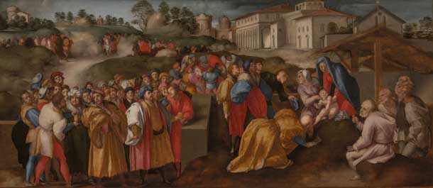 Pontormo (Jacopo Carucci; Pontorme, Empoli 1494-Firenze 1557) Adorazione dei magi (Epifania Benintendi), 1519-1520 olio su tavola; cm 85 x 191. Firenze, Palazzo Pitti, Galleria Palatina, inv. Pal. n. 379 Pontormo (Jacopo Carucci; Pontorme, Empoli 1494-Firenze 1557) Adorazione dei magi (Epifania Benintendi), 1519-1520 olio su tavola; cm 85 x 191. Firenze, Palazzo Pitti, Galleria Palatina, inv. Pal. n. 379