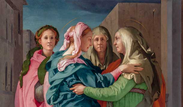 Pontormo (Jacopo Carucci; Pontorme, Empoli 1494-Firenze 1557) Visitazione, 1528-1529 circa; olio su tavola; cm 202 x 156. Carmignano, Pieve di San Michele Arcangelo Pontormo (Jacopo Carucci; Pontorme, Empoli 1494-Firenze 1557) Visitazione, 1528-1529 circa; olio su tavola; cm 202 x 156. Carmignano, Pieve di San Michele Arcangelo