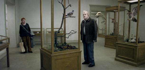 Un piccione seduto su un ramo riflette sull'esistenza