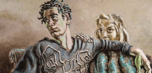 Alberto Savinio (Atene 1891-Roma 1952) Orfeo e Euridice 1951 tempera su cartone Firenze, Galleria d'arte moderna di Palazzo Pitti Alberto Savinio (Atene 1891-Roma 1952) Orfeo e Euridice 1951 tempera su cartone Firenze, Galleria d'arte moderna di Palazzo Pitti